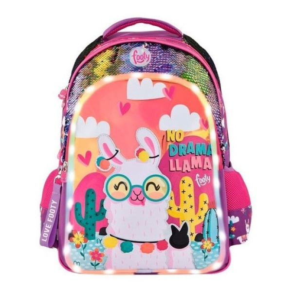 Mochila Footy 45 Cm Llama Con Luz Y Lentejuelas - F1283 -