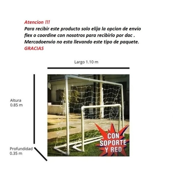 Arco De Futbol Caño Pvc 1.10 X 0.85 X 0.35
