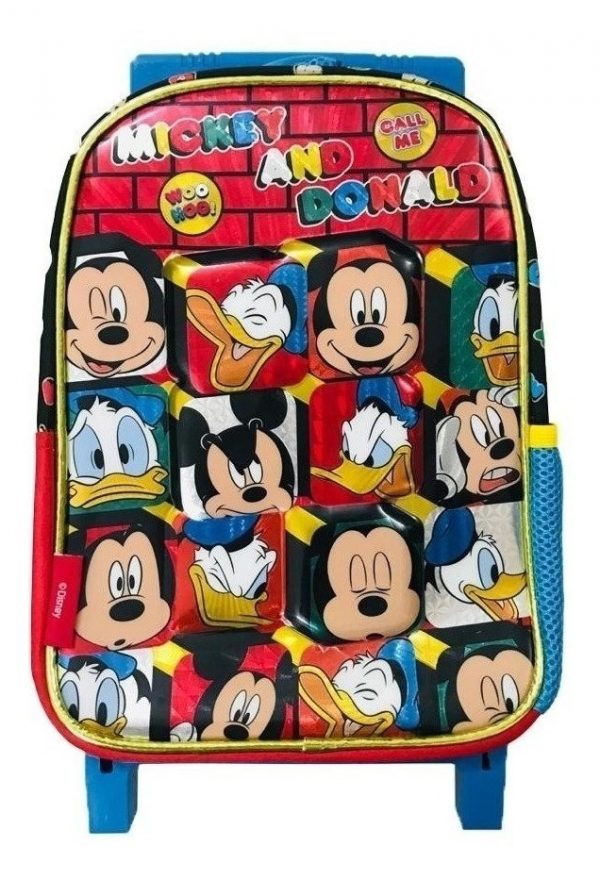Mochila Con Carrito Mickey 30 Cm