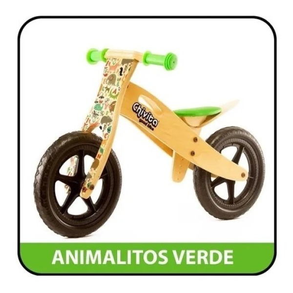 Bicicleta Madera Chivita Original Verde Animalitos