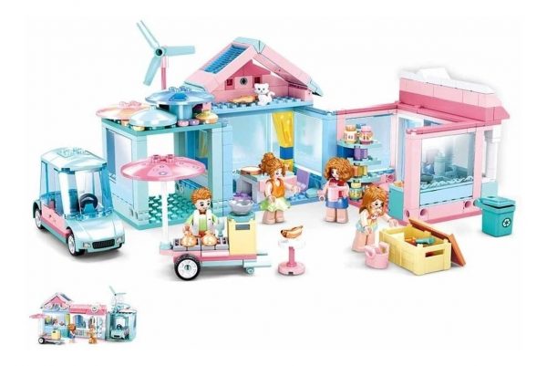 Bloques De Casa Con Familia Y Auto - 410 Piezas