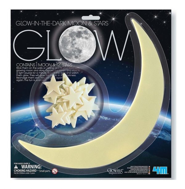 Set De Luna Y Estrellas Que Brillan En La Oscuridad