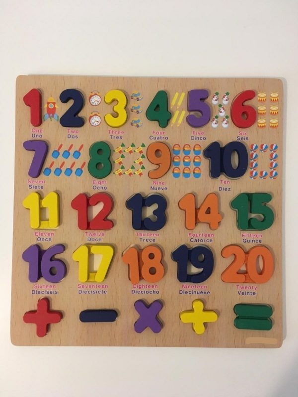 Números En Madera Para Niños En Español E Inglés