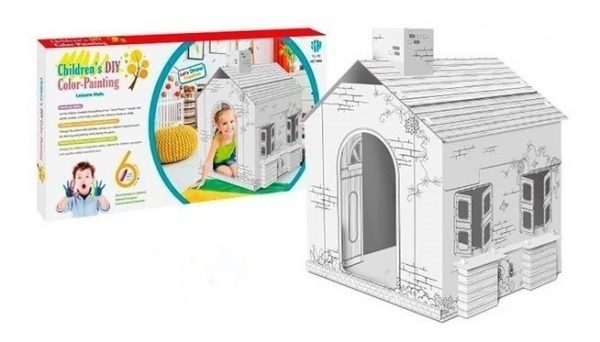 Casa De Niños Para Colorear Ecológica Con Accesorios