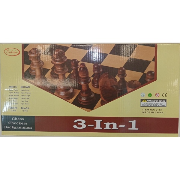 Ajedrez En Madera 3 En 1