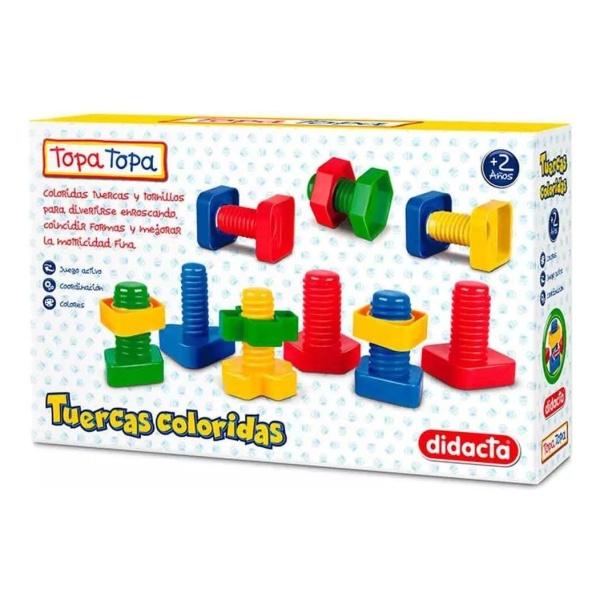 Juego Tuercas Coloridas Topa Topa Didacta 40pcs Mundo Magico